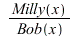 `/`(`*`(Milly(x)), `*`(Bob(x))); 